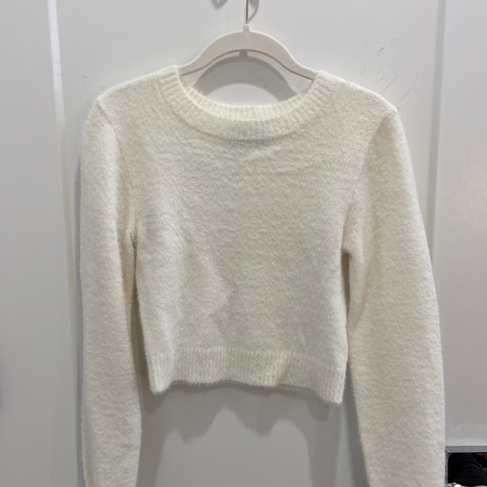Cropped white UO sweater